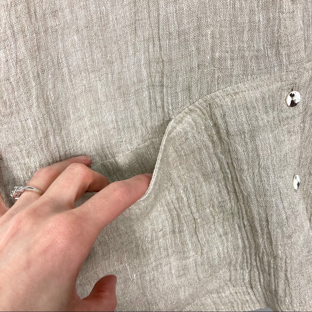 J. Jill Lagenlook Linen Top Pure Jill Button Front - Picture 4 of 8